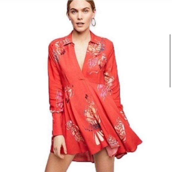 Free People Field of Butterflies Tunic Top Mini Dress - Picture 1 of 12